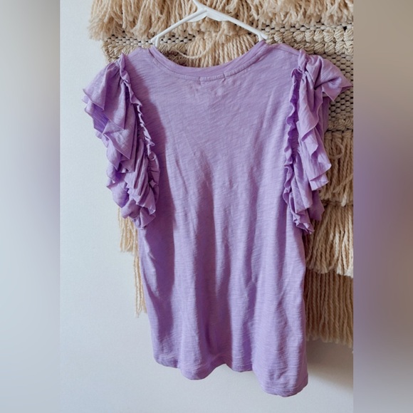 Goldie Lewinter BUNDLE of Two Celeste Ruffle Short Sleeve Pima Cotton Tees Large - Picture 5 of 9